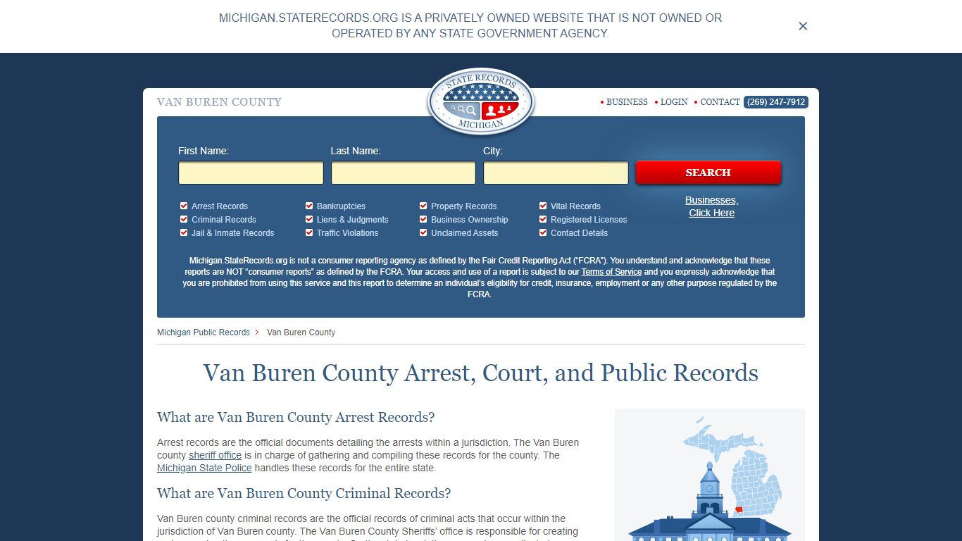 Van Buren County Arrest, Court, and Public Records