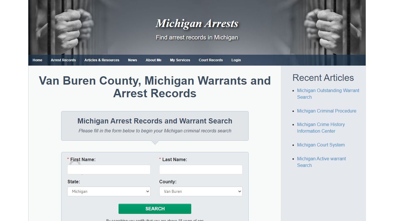 Van Buren County, Michigan Warrants and Arrest Records